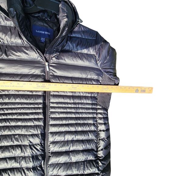 LANDS END WOMENS DOWN PUFFER COAT JACKET LONG HOODED WINTER QUILTED PARKA 2XL P - Picture 8 of 9